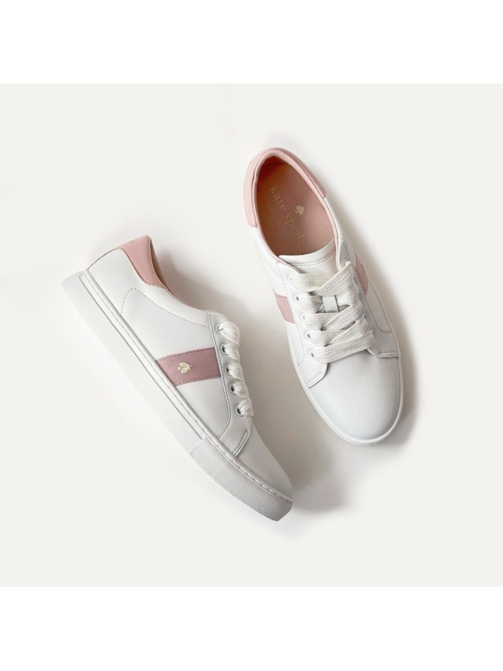 ♠️Kate Spade Iggy Low Top Court Sneakers White / Rose Smoke Pink sz8